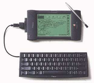 Apple Newton con pantalla táctil, puntero y teclado externo (opcional)